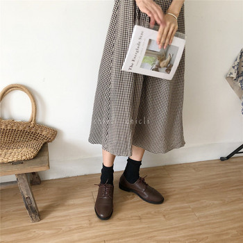 Ежедневни дамски кожени обувки с връзки-ретро стил