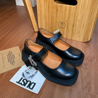 Pantofi casual din piele cu catarama metalica