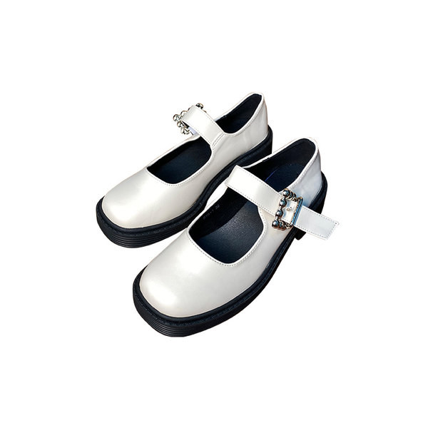 Pantofi casual din piele cu catarama metalica