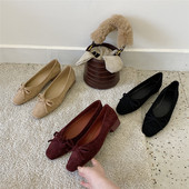 Pantofi moderni de dama cu panglica - piele intoarsa ecologica