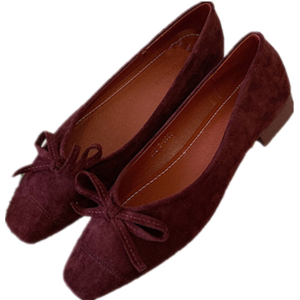 Pantofi moderni de dama cu panglica - piele intoarsa ecologica