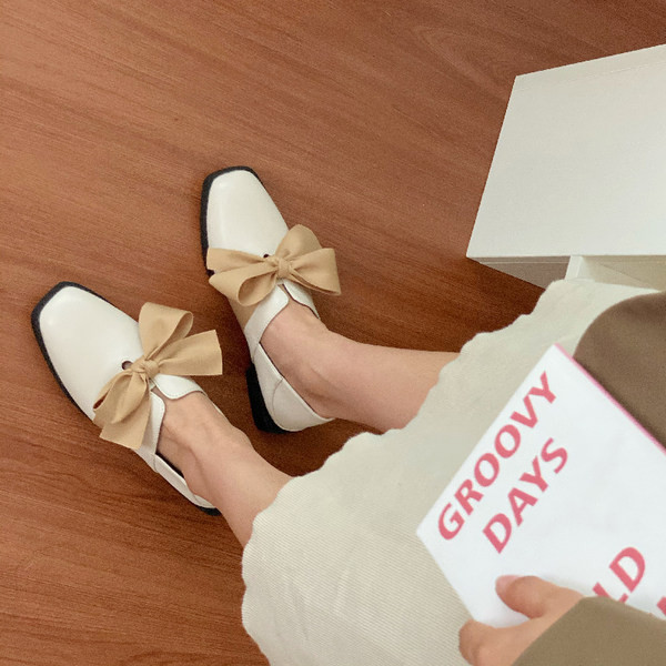 Model nou de pantofi de dama din piele cu panglica - doua culori