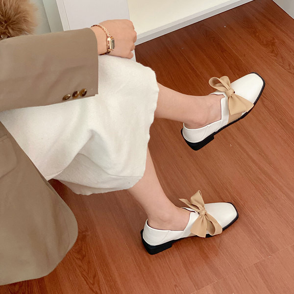 Model nou de pantofi de dama din piele cu panglica - doua culori