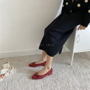 Ежедневни дамски обувки с панделка  от еко велур