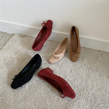 Ежедневни дамски обувки с панделка  от еко велур