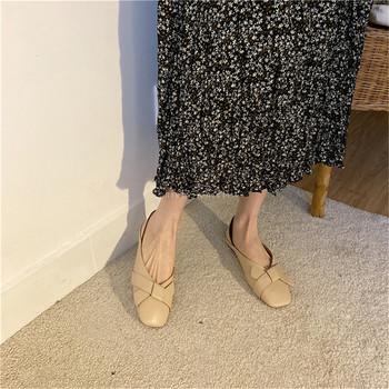 Дамски ежедневни обувки от еко кожа-с квадратна форма
