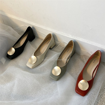 Модерни дамски обувки с метален елемент-ретро стил