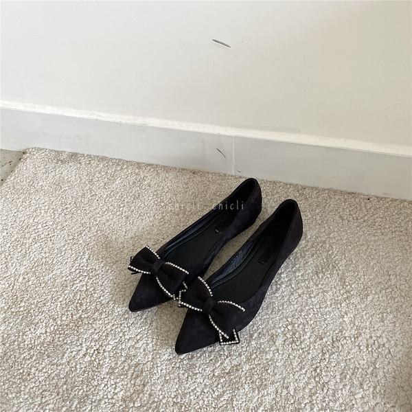 Pantofi casual dama din piele intoarsa ecologica cu panglica