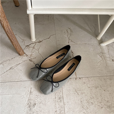 Pantofi patrati dama cu panglica de mai multe culori