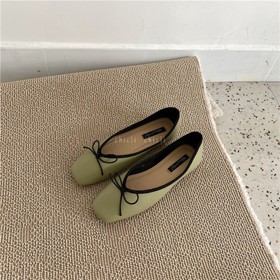 Pantofi patrati dama cu panglica de mai multe culori