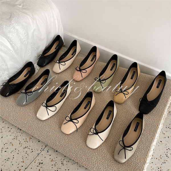 Pantofi patrati dama cu panglica de mai multe culori