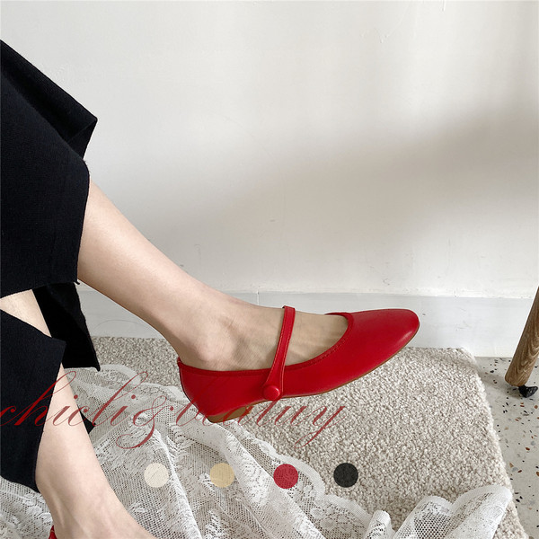 Pantofi retro damă rotunjiți cu cataramă