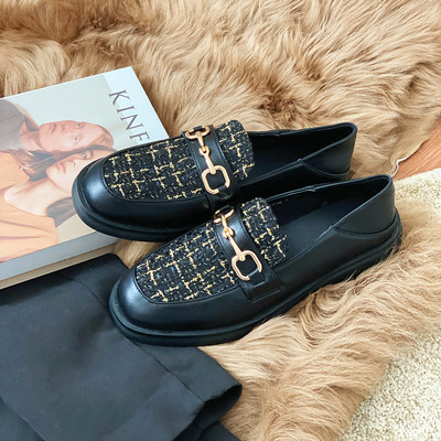 Ikdienas mokasīni no eko ādas un tekstila ar metāla apdari