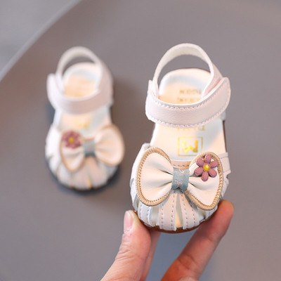 Модерни бебешки сандали от изкуствена кожа с панделки