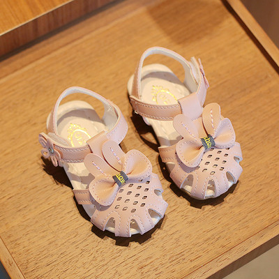 Bērnu sandales ar lenti baltā un rozā krāsā