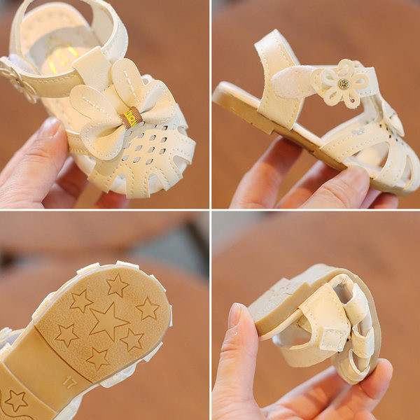 Bērnu sandales ar lenti baltā un rozā krāsā