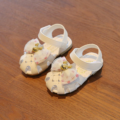 Бебешки сандали с панделка и велкро лепенка в два цвята