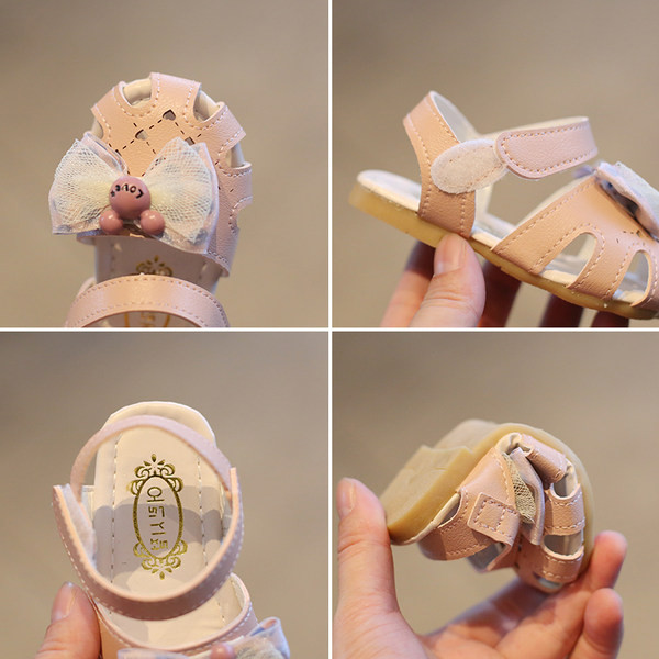 Бебешки сандали с панделка и велкро лепенка в два цвята