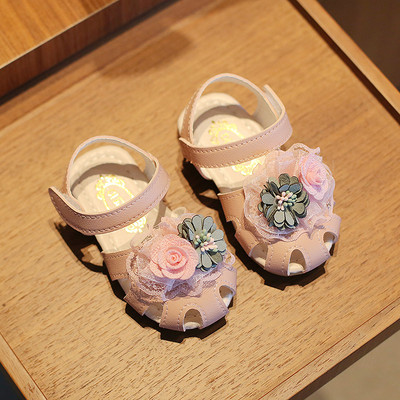 Bērnu sandales ar 3D ziediem un uzlīmi