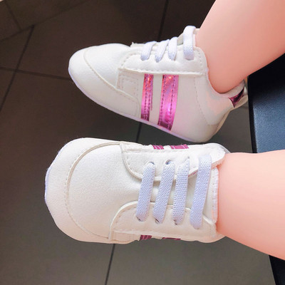 Adidasi bebelusi din piele ecologica cu sireturi