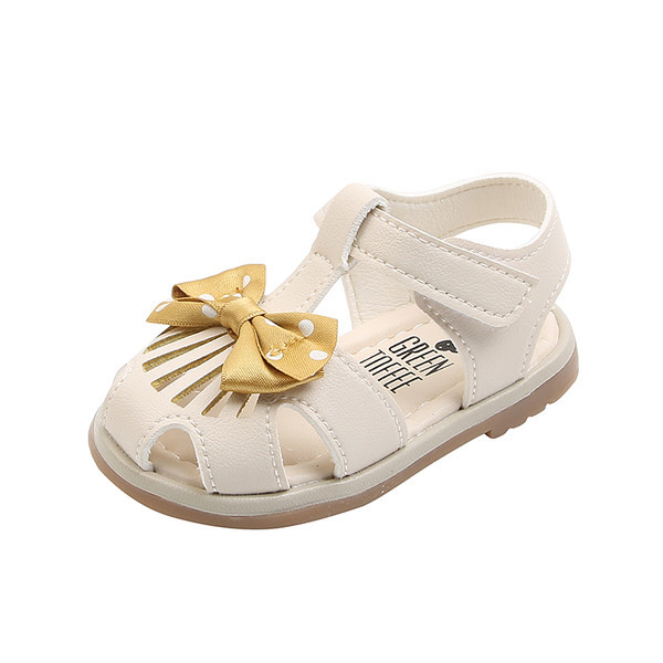Sandale din piele pentru bebelusi cu panglica punctata