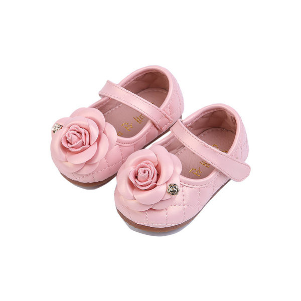 Pantofi din piele pentru bebelusi cu element de flori 3D