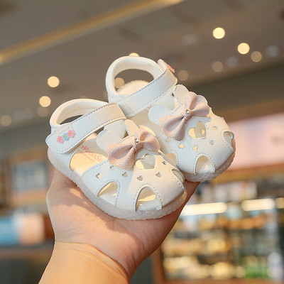 Бебешки ежедневни сандали с панделка и камъни