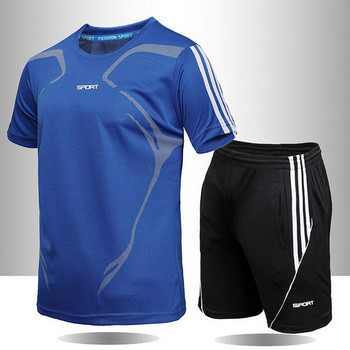 Мъжки спортен комплект от къс панталон и блуза с къс ръкав