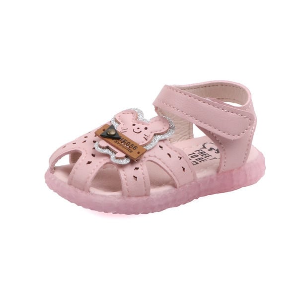 Sandale din piele pentru bebeluși cu element 3D și autocolante