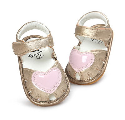 Sandale bebelusi pentru fete din piele ecologica perforata si velcro