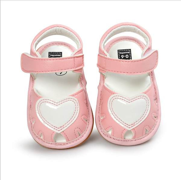 Sandale bebelusi pentru fete din piele ecologica perforata si velcro