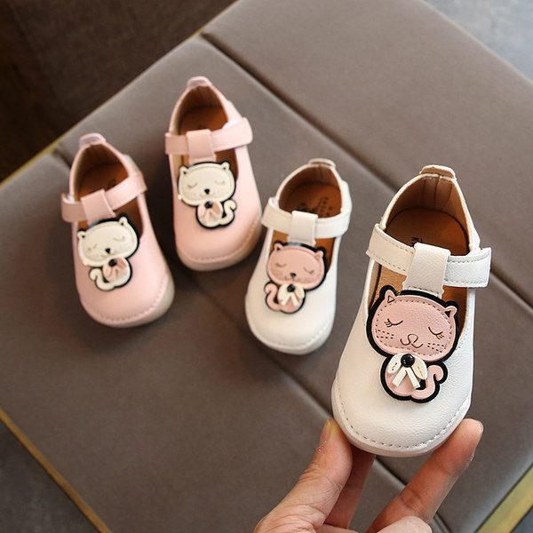 Pantofi de primavara pentru bebelusi cu decor de pisoi