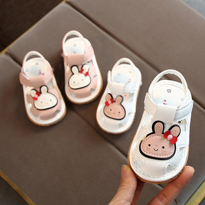 Кожени бебешки сандали с 3D декорация за момичета и лепенка 