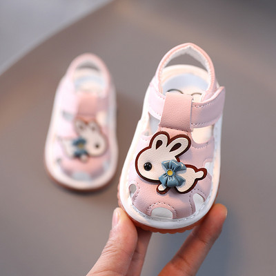 Бебешки обувки с 3D апликация заек от еко кожа за момичета
