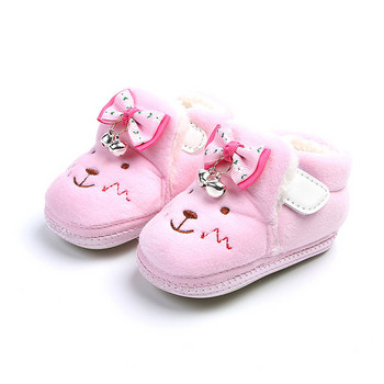 Пухени бебешки обувки за новородени с бродерия и панделка