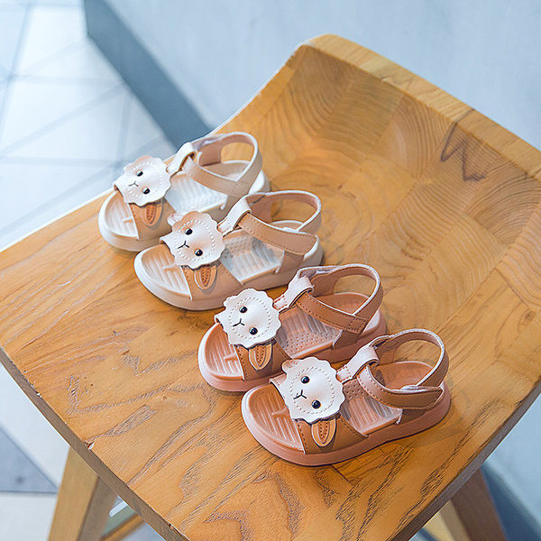 Modernas bērnu sandales no eko ādas ar uzlīmēm meitenēm divās krāsās