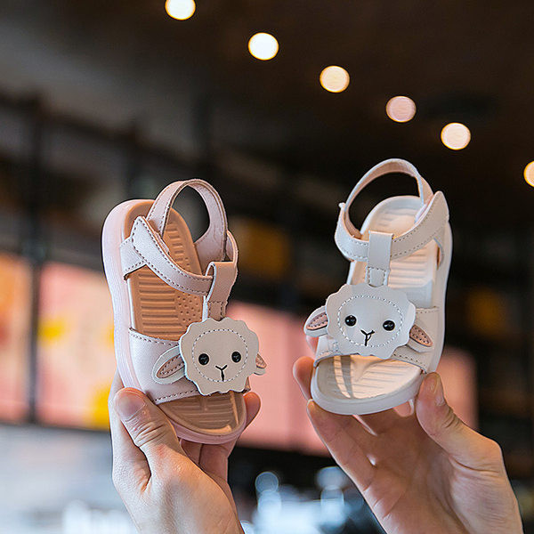 Modernas bērnu sandales no eko ādas ar uzlīmēm meitenēm divās krāsās