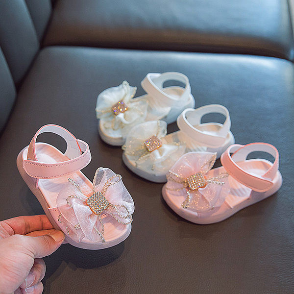 Modernas bērnu sandales ar tilla lenti un akmentiņiem