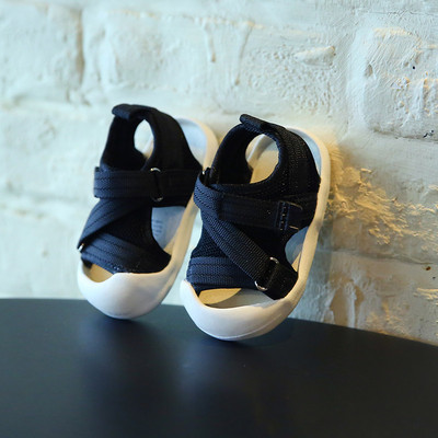 Vasaras bērnu tekstila sandales ar uzlīmēm