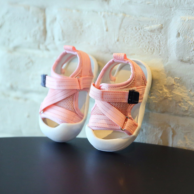 Vasaras bērnu tekstila sandales ar uzlīmēm