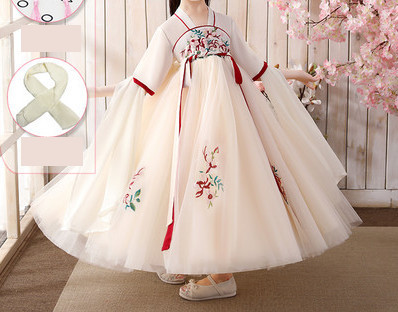 Stilīga bērnu kleita ar izšuvumu mežģīnēm un rāvējslēdzēju mugurpusē