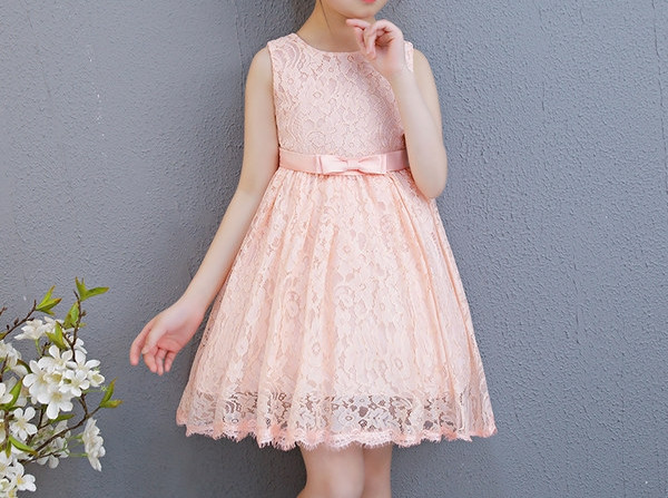 Uus mudel laste kahevärviline paelaga pitskleit