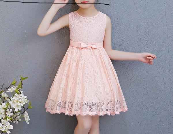 Uus mudel laste kahevärviline paelaga pitskleit