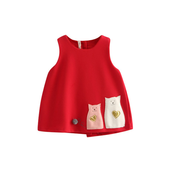 Bērnu kleita meitenēm ar izšuvumiem un pogām mugurā