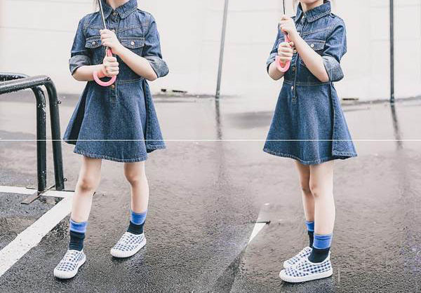 Παιδικό τζιν φόρεμα με μακριά μανίκια και κουμπιά