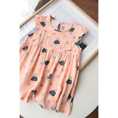 Krāsaina bērnu kleita ar lokām un apaļu kakla izgriezumu