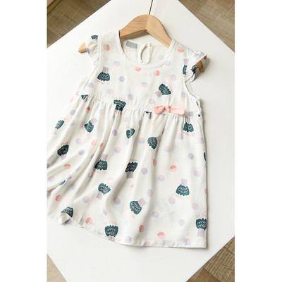 Krāsaina bērnu kleita ar lokām un apaļu kakla izgriezumu