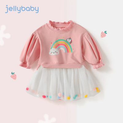 Ανοιξιάτικο παιδικό φόρεμα με βολάν στα μανίκια και απλικέ