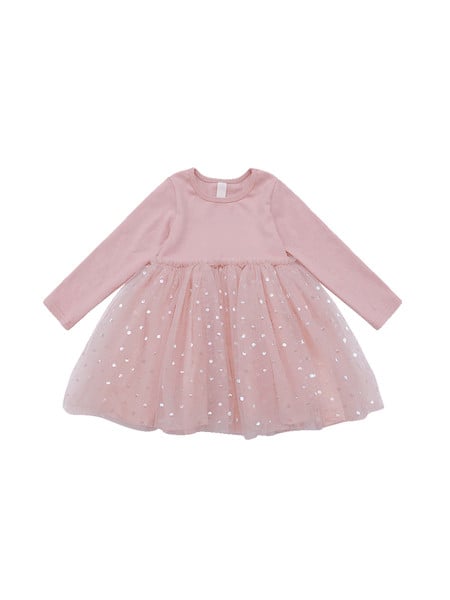 Naujo modelio vaikiska suknele ilgomis rankovėmis ir tiulio-dviejų modelių