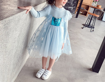 Нов модел детска рокля с дълъг ръкав и тюл